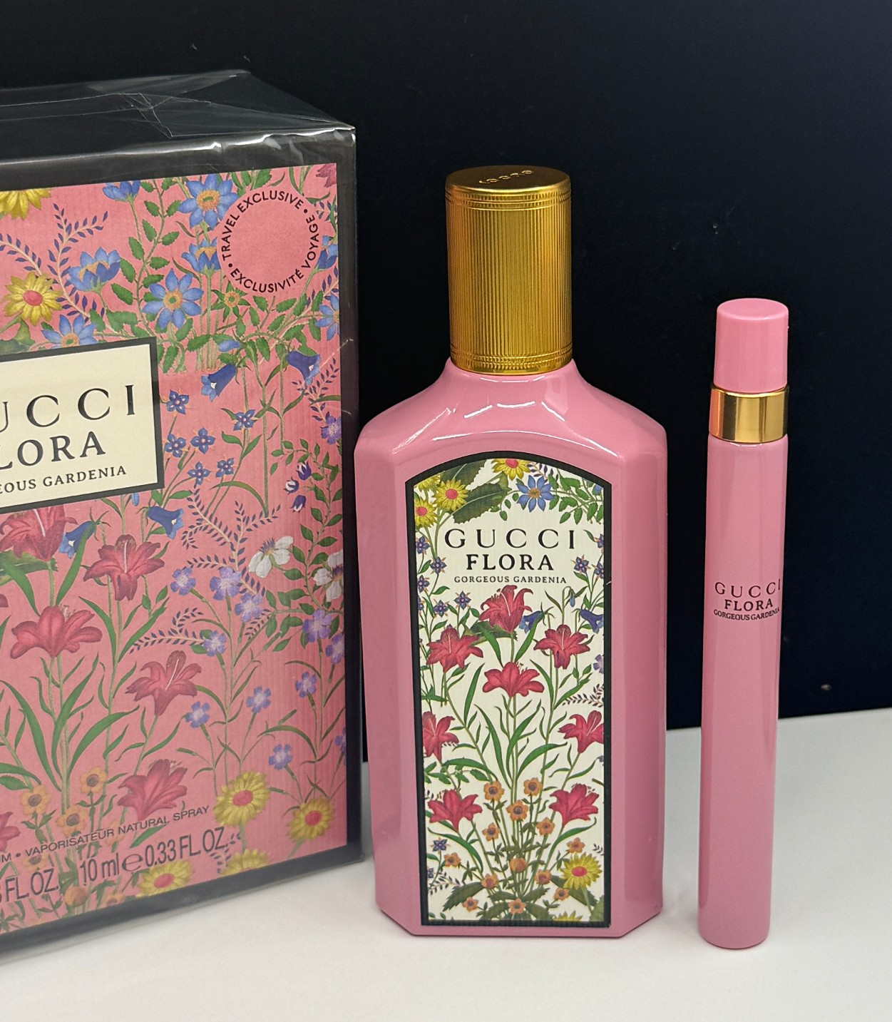 Gucci Flora Gorgeous Gardenia Eau De Parfum 2 Piece Set 3.3 and 0.33 oz NIB