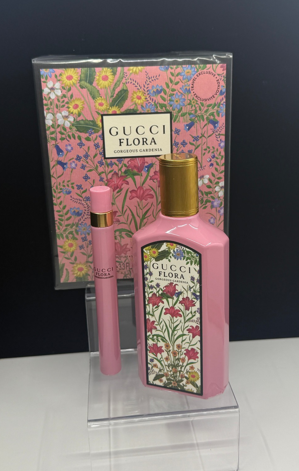 Gucci Flora Gorgeous Gardenia Eau De Parfum 2 Piece Set 3.3 and 0.33 oz NIB