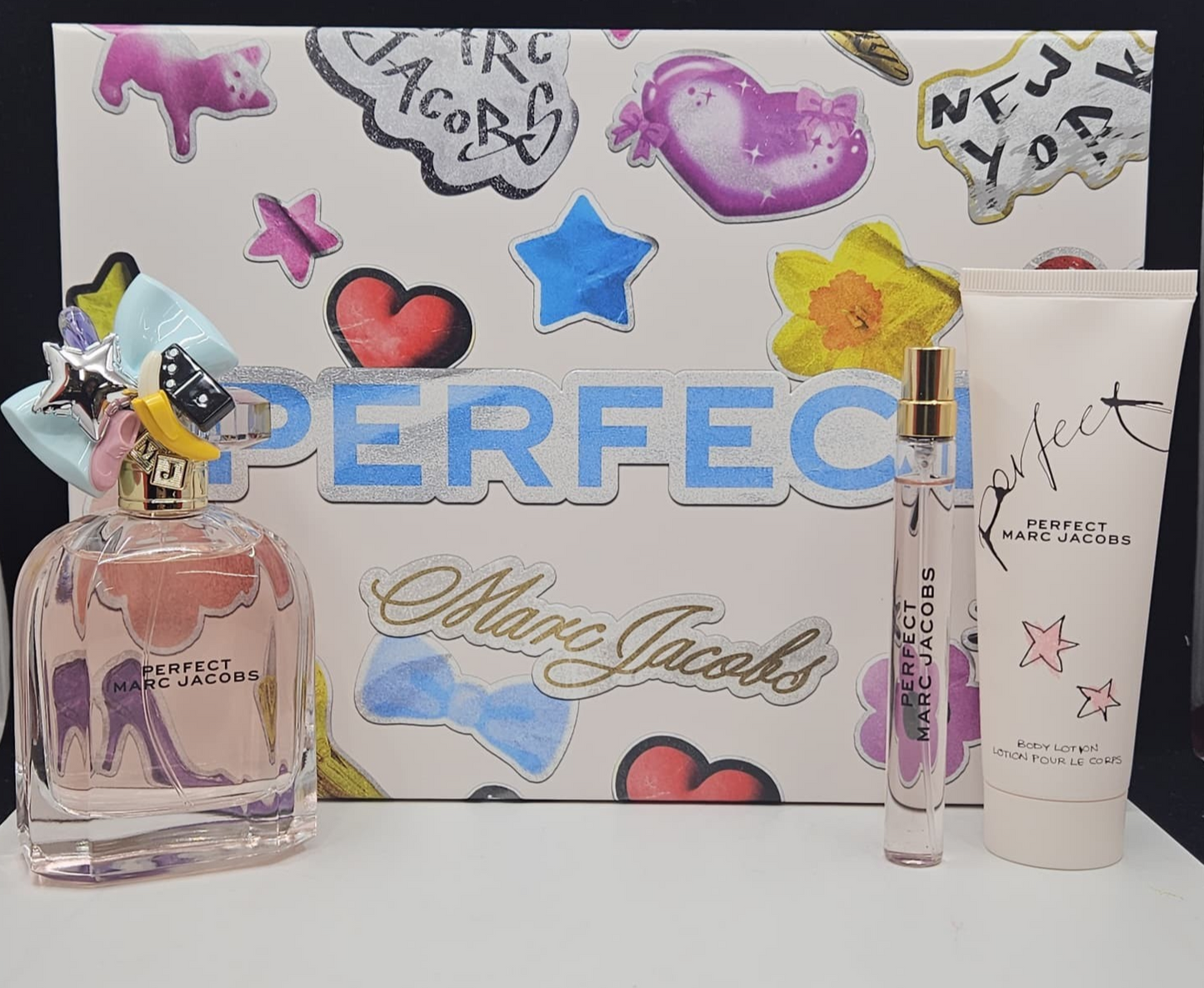 Marc Jacobs Perfect Eau De Parfum (3.4 oz / 0.33 oz) & Body Lotion Gift Set NIB