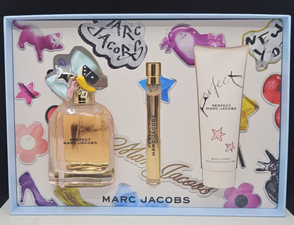 Marc Jacobs Perfect Eau De Parfum (3.4 oz / 0.33 oz) & Body Lotion Gift Set NIB