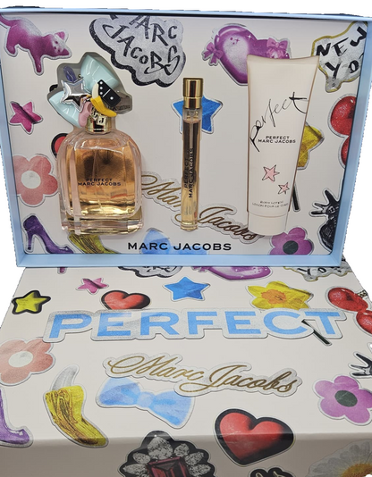 Marc Jacobs Perfect Eau De Parfum (3.4 oz / 0.33 oz) & Body Lotion Gift Set NIB