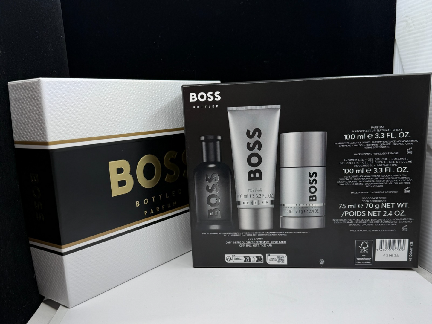 BOSS Bottled parfum, Shower gel and Deodorant stick 3 pieces set New In Box