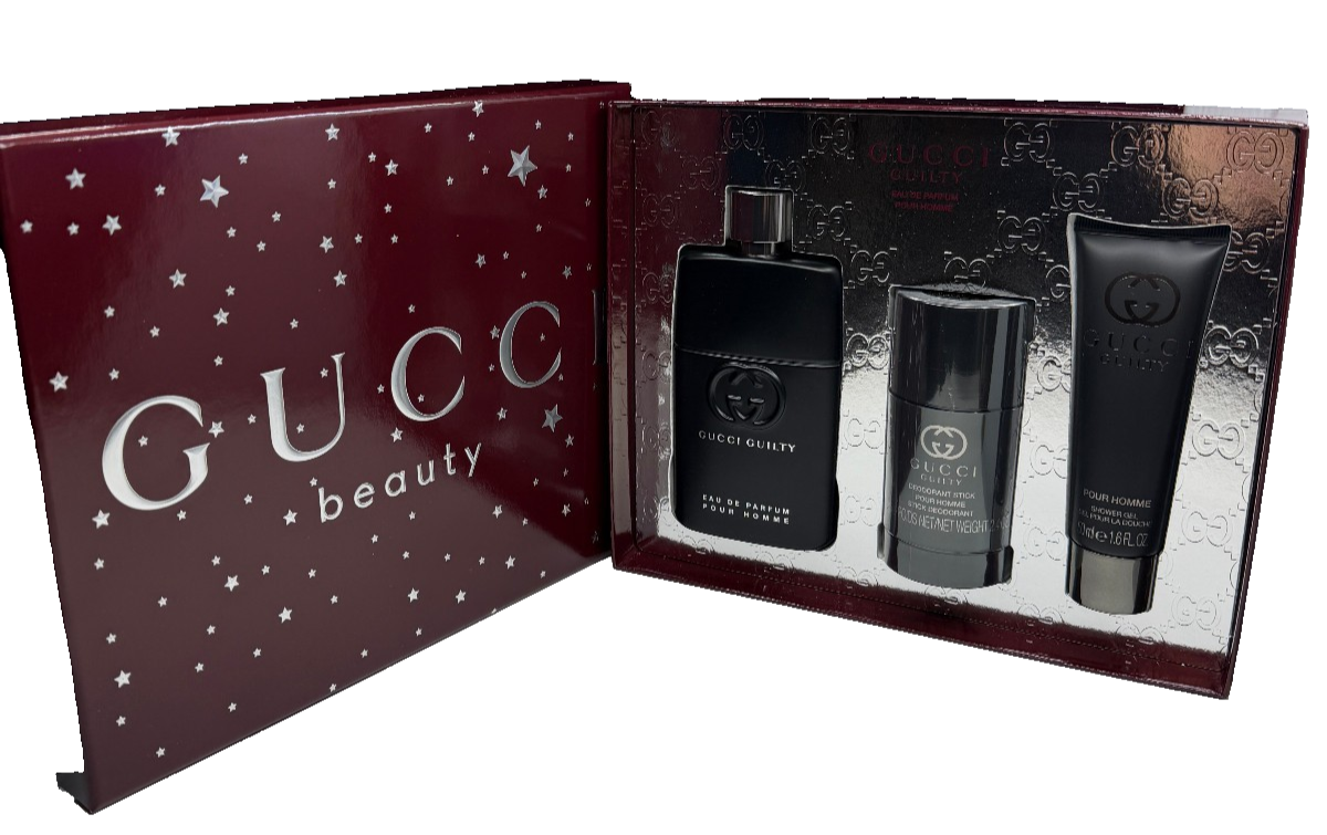 Gucci Guilty Beauty Eau De Parfum Pour Homme 3 Piece Set New In Box